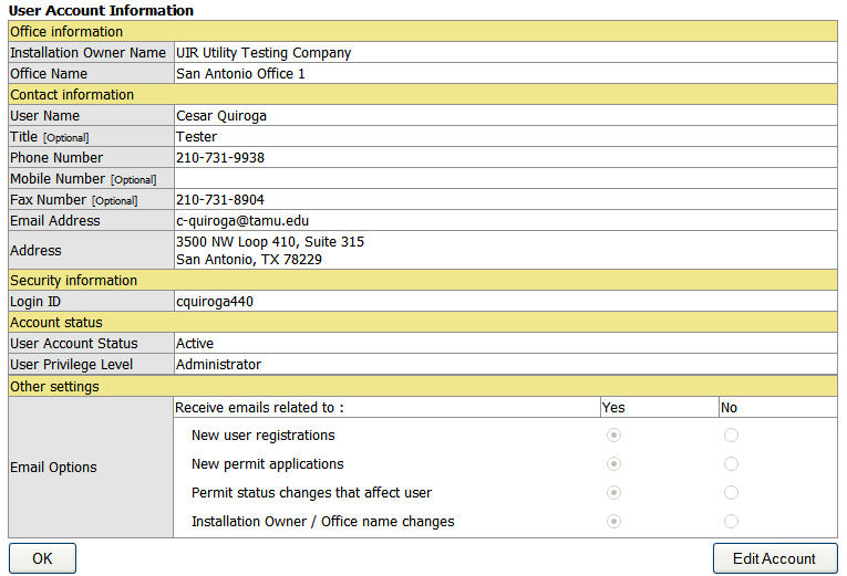 View Account Information